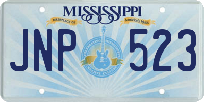 MS license plate JNP523