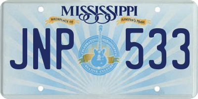 MS license plate JNP533