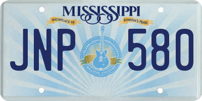 MS license plate JNP580