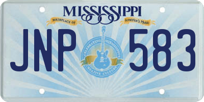 MS license plate JNP583