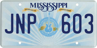 MS license plate JNP603