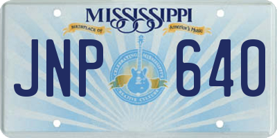 MS license plate JNP640