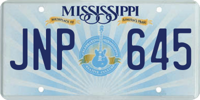 MS license plate JNP645
