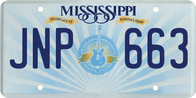 MS license plate JNP663