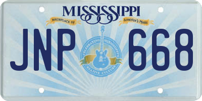 MS license plate JNP668