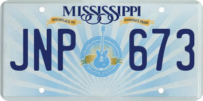 MS license plate JNP673