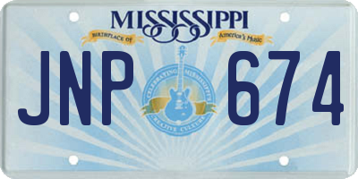 MS license plate JNP674