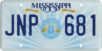 MS license plate JNP681