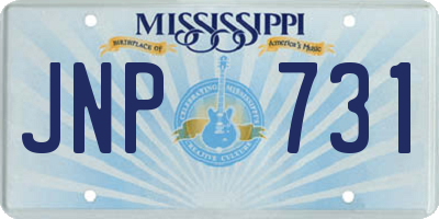 MS license plate JNP731