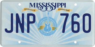 MS license plate JNP760