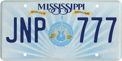 MS license plate JNP777