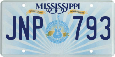MS license plate JNP793