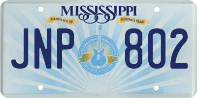MS license plate JNP802