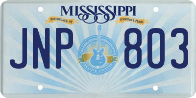 MS license plate JNP803