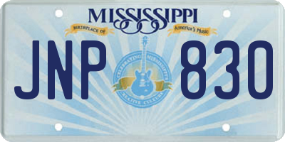 MS license plate JNP830