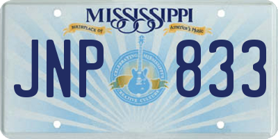 MS license plate JNP833