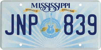 MS license plate JNP839