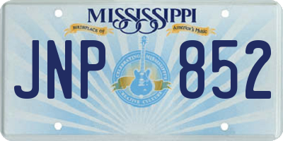 MS license plate JNP852