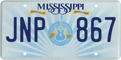 MS license plate JNP867