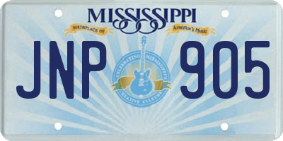 MS license plate JNP905