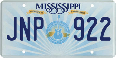 MS license plate JNP922