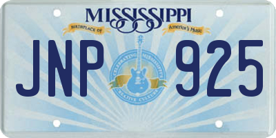 MS license plate JNP925