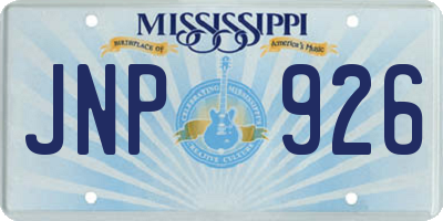 MS license plate JNP926