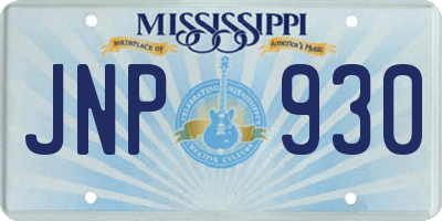 MS license plate JNP930