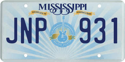 MS license plate JNP931