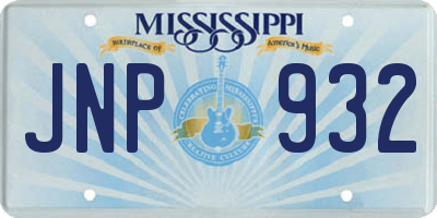 MS license plate JNP932