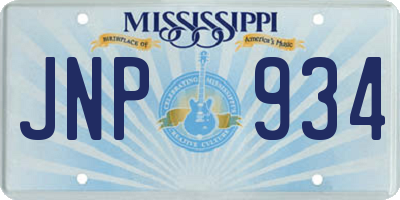 MS license plate JNP934
