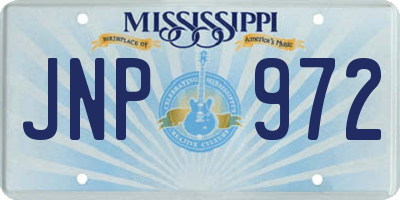 MS license plate JNP972