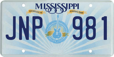 MS license plate JNP981