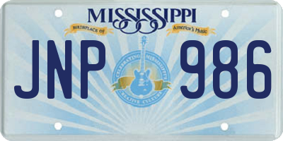 MS license plate JNP986