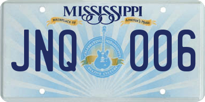 MS license plate JNQ006