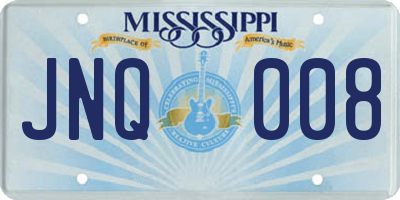 MS license plate JNQ008