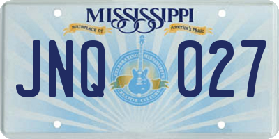 MS license plate JNQ027
