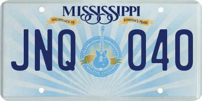 MS license plate JNQ040