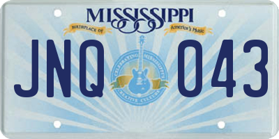 MS license plate JNQ043