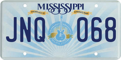 MS license plate JNQ068