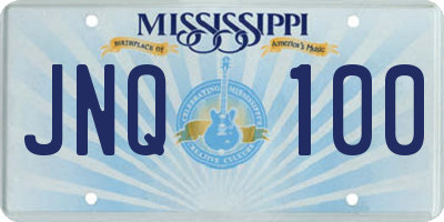 MS license plate JNQ100