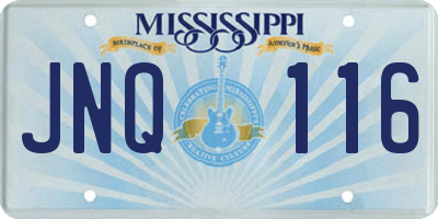 MS license plate JNQ116