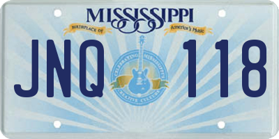 MS license plate JNQ118