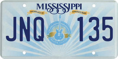 MS license plate JNQ135