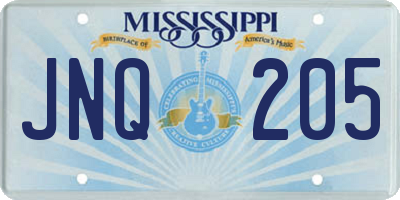 MS license plate JNQ205