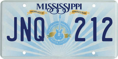 MS license plate JNQ212