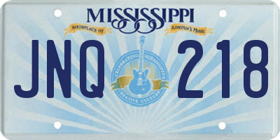 MS license plate JNQ218