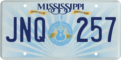 MS license plate JNQ257