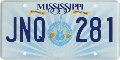 MS license plate JNQ281