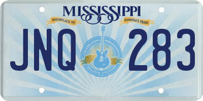 MS license plate JNQ283